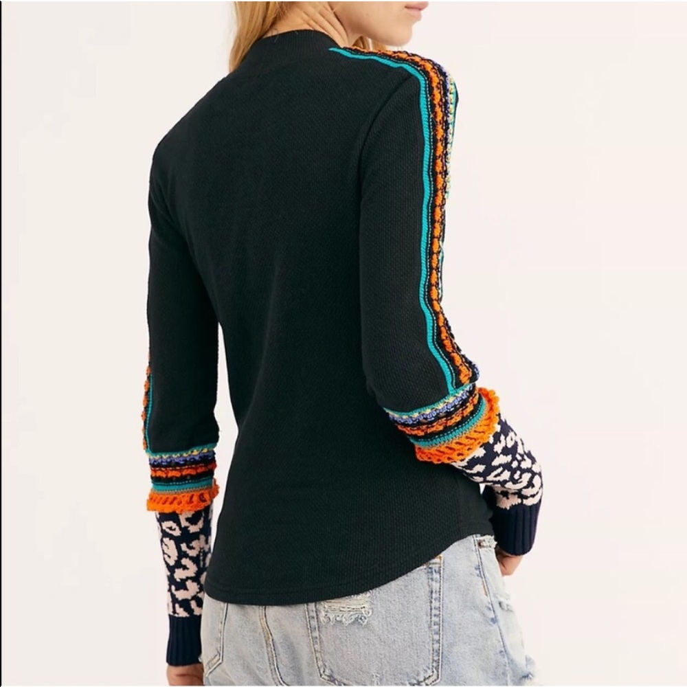 Free People Black Sweater with Multicolor Accents - Picture 5 of 9